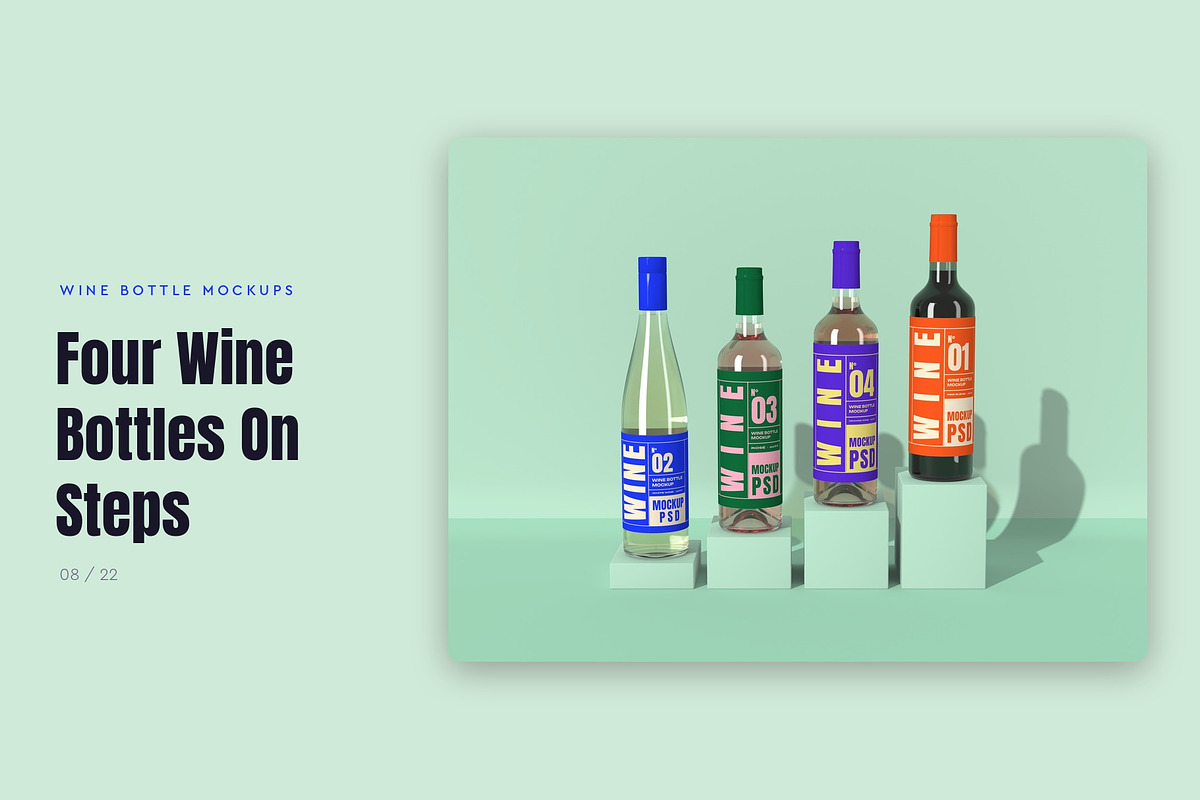Wine Bottle Mockup Pack, a Cups & Container Mockup by Motion-Box (Photo 9 of 24)