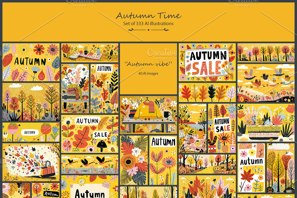 Autumn Time 2- 333 AI illustrations, a Seasonal Illustration by Pundateam (Photo 5 of 12)