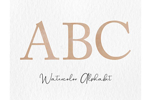 Beige Alphabet Clipart, ABCs, PNG