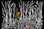 A Girl in A Forest Folk Art, an Illustration by Arie Clares (Thumbnail 5 of 7)
