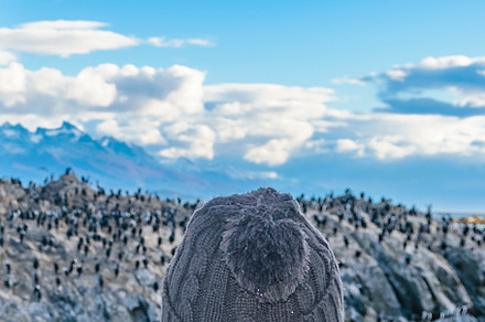 Woman watching famous ushuaia lighthouse, a Nature Photo by DanFLCreativo