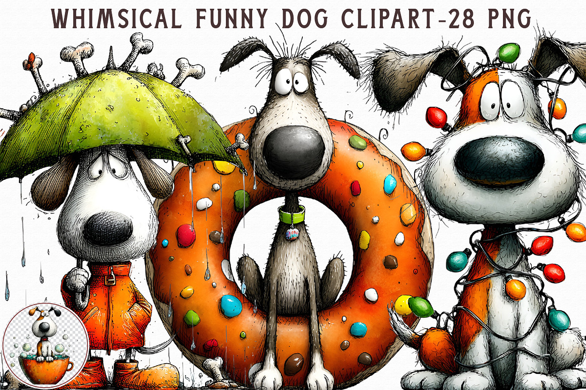Whimsical Funny Dog Clipart, an Illustration by Libby Wishes (Photo 1 of 7)