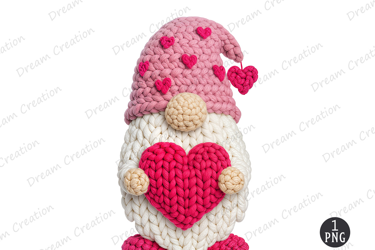 Yarn Crochet Valentines Gnome PNG, an Illustration by Dream Creation (Photo 1 of 5)