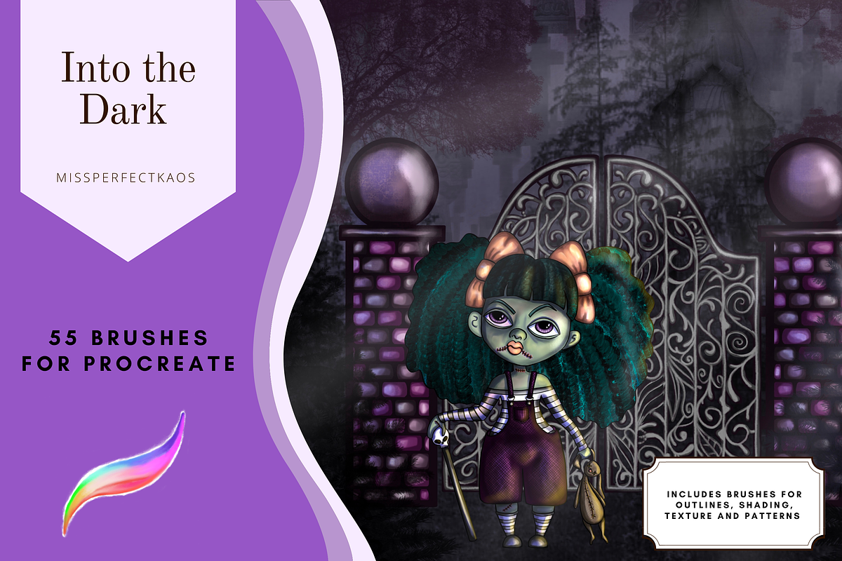 Into the Dark - 55 Procreate Brushes, a Brush Add-On by MissPerfectKaos (Photo 1 of 7)