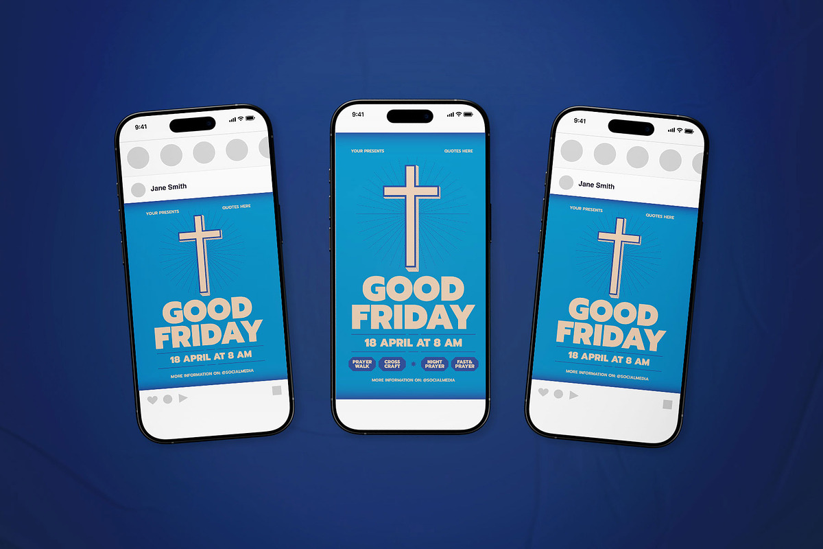 Blue Vintage Good Friday Flyer Set, a Flyer Template by The Good Store (Photo 2 of 2)