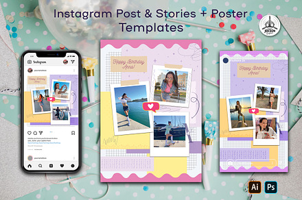 Birthday Social Media Templates, a Social Media Template by JeksonGraphics