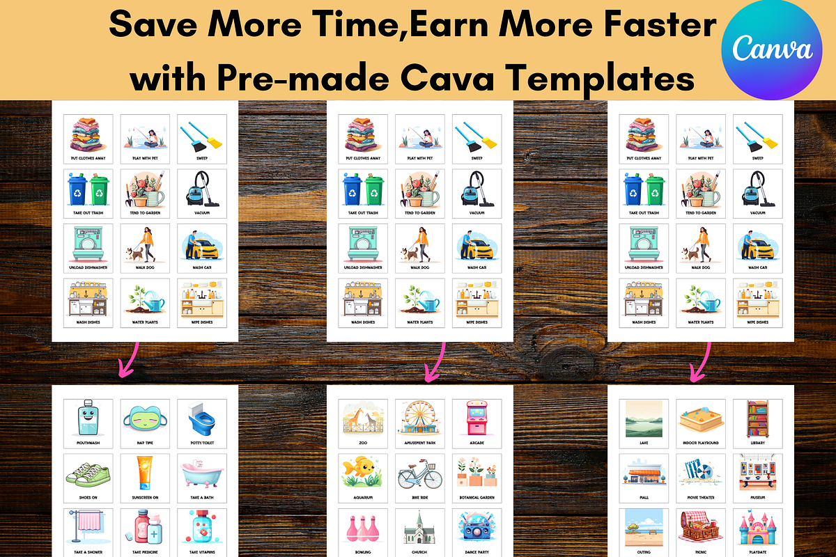 Editable Kids Daily Routine Cards, a Card Template by LA Design (Photo 8 of 12)