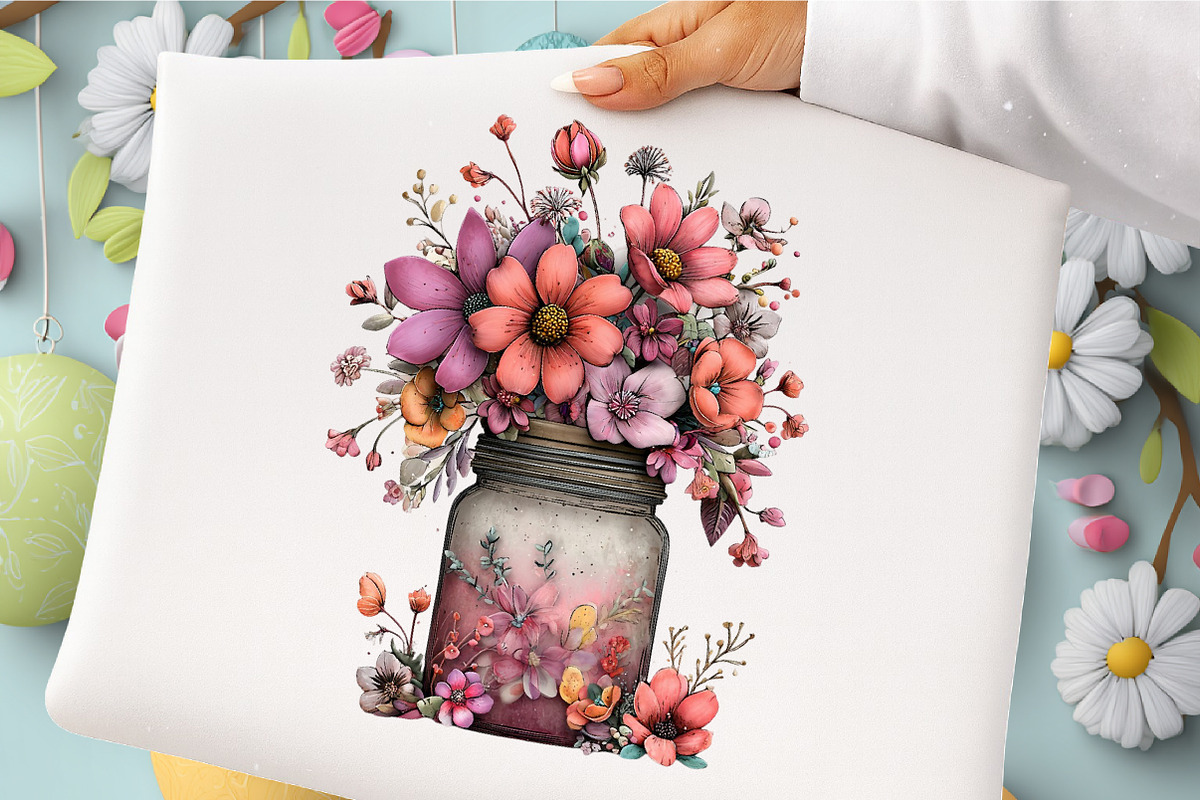 Whimsical Spring Mason Jar Clipart, an Illustration by GatewayDesign (Photo 4 of 5)