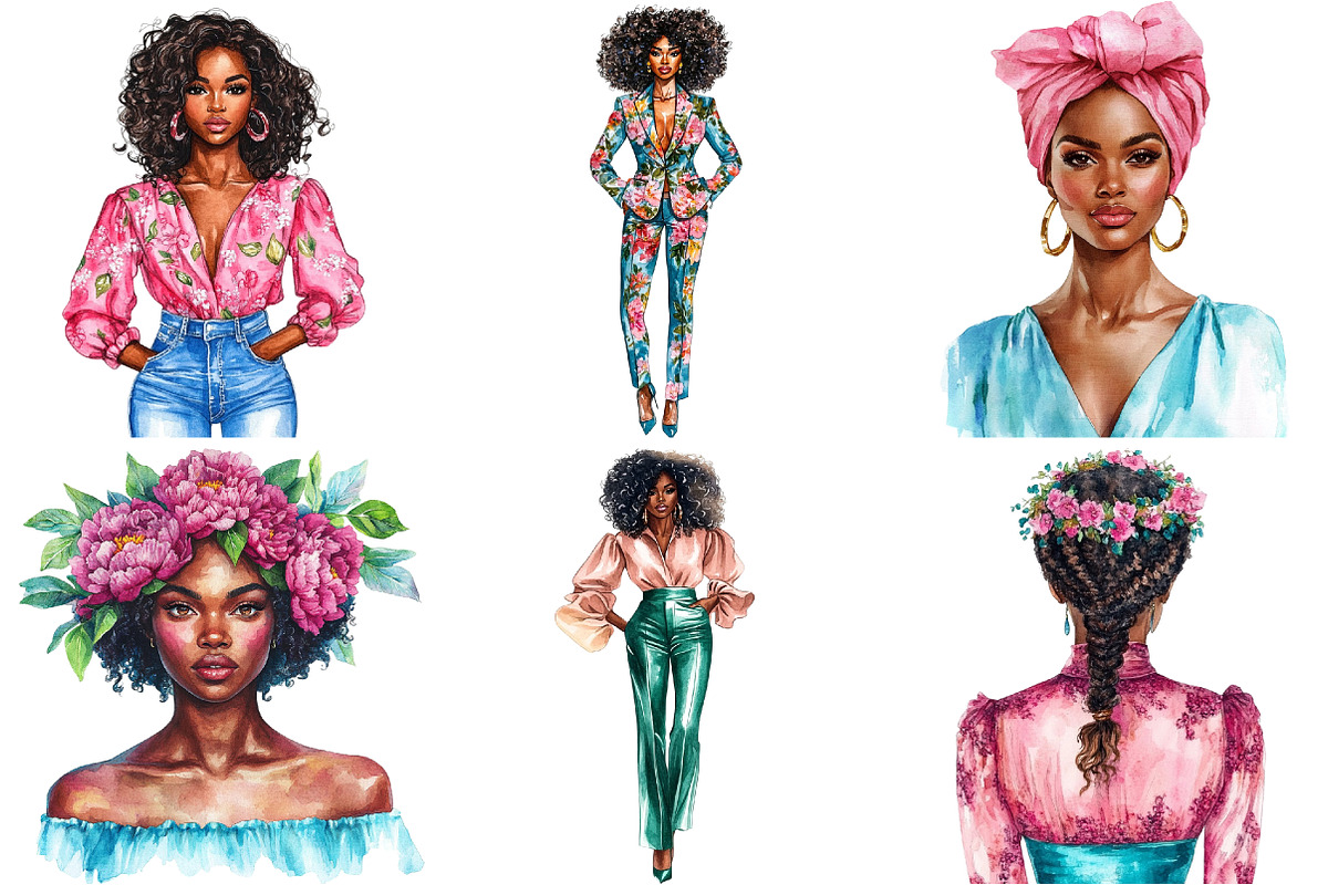 Black Girl Watercolor Sublimation, a Seasonal Illustration by CitraGraphics (Photo 3 of 3)