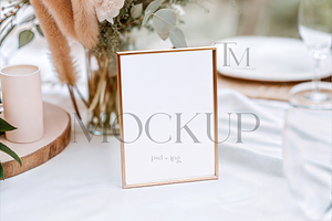 Gold Frame 5x7 Table Sign Mockup, a Product Mockup by TatiMockup