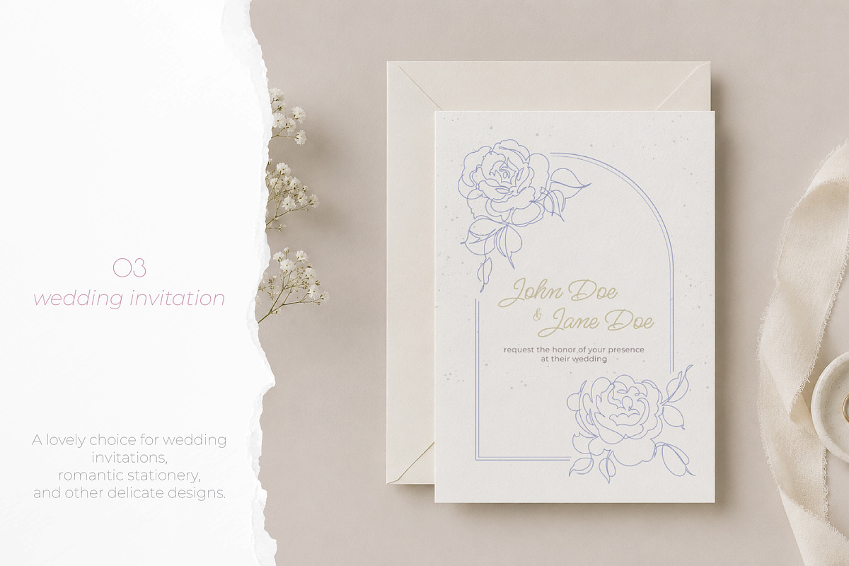 One Line Rose Flower Illustrations, a Decorative Illustration by Alina Kruss (Photo 6 of 9)