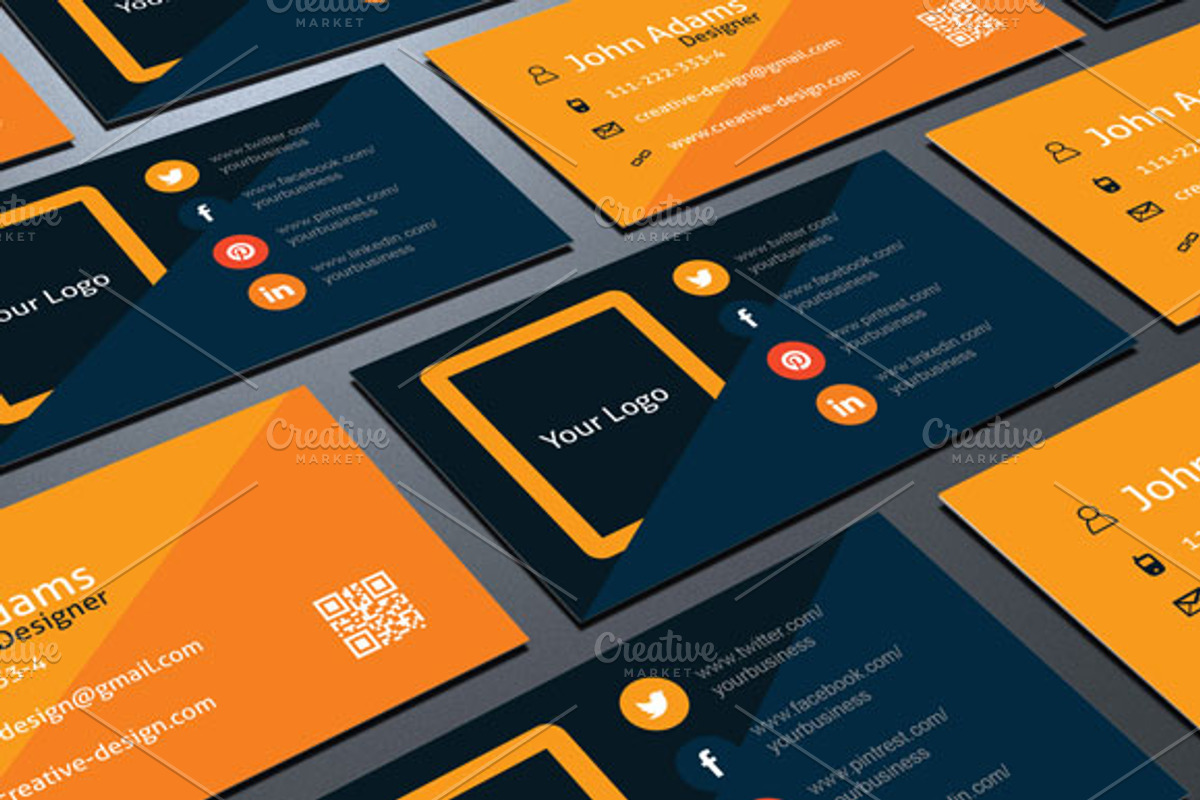 Flat Business Card Design Template, a Business Card Template by felicidads (Photo 2 of 3)