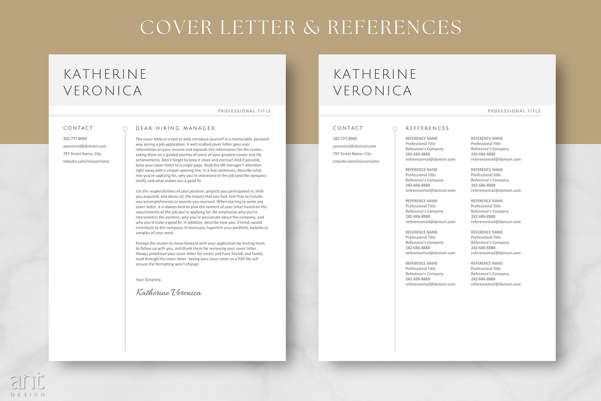 Modern Resume Template - Katherine, a Resume Template by AntDesignStudio (Photo 4 of 9)