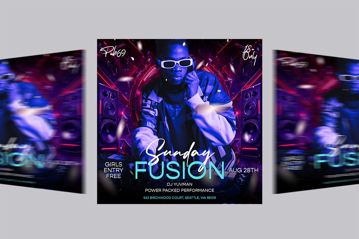 Sunday Party Flyer Canva Template, a Flyer Template by Posterfello (Photo 4 of 4)