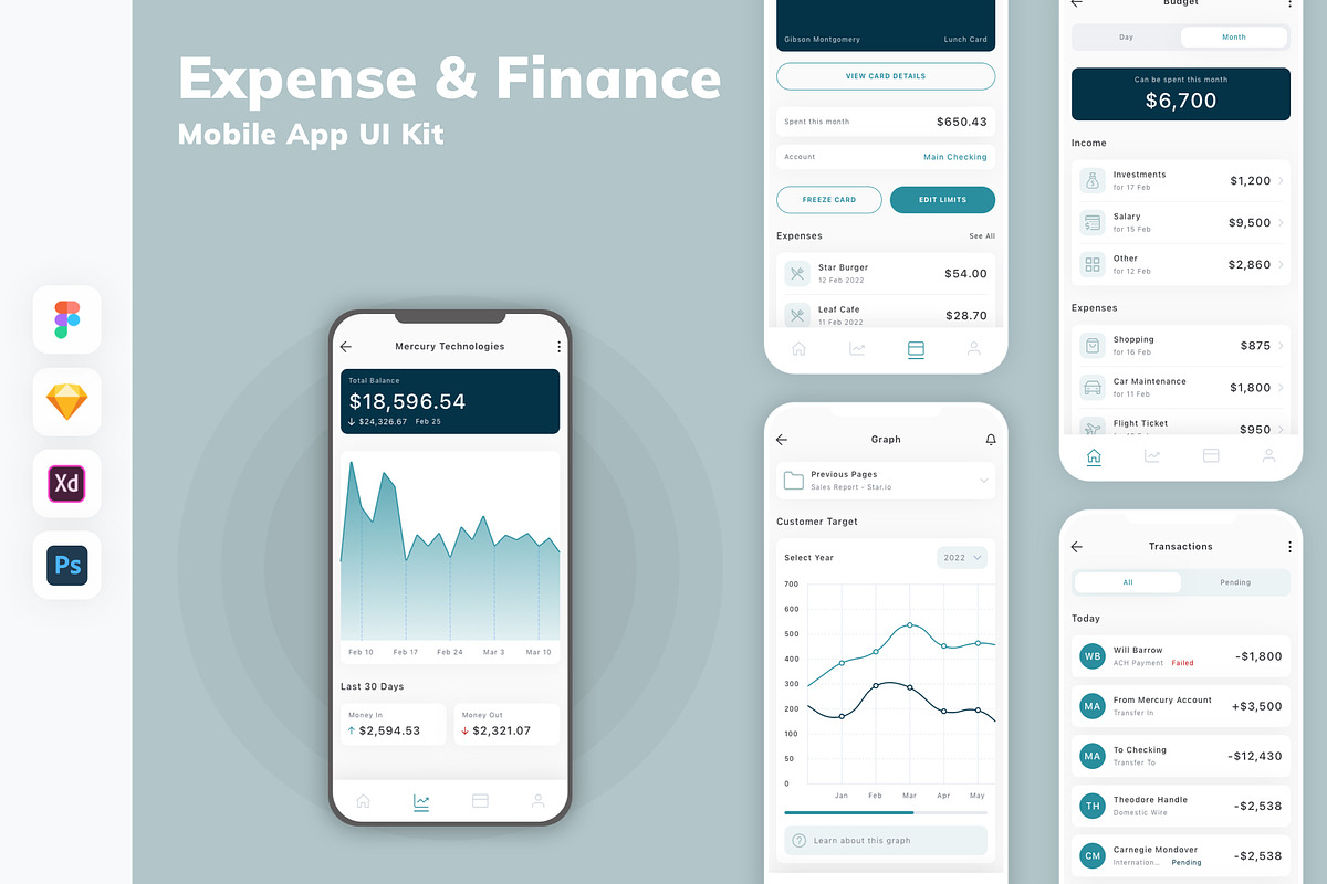 Expense & Finance Mobile App UI Kit, an UI Kit Template by uicube