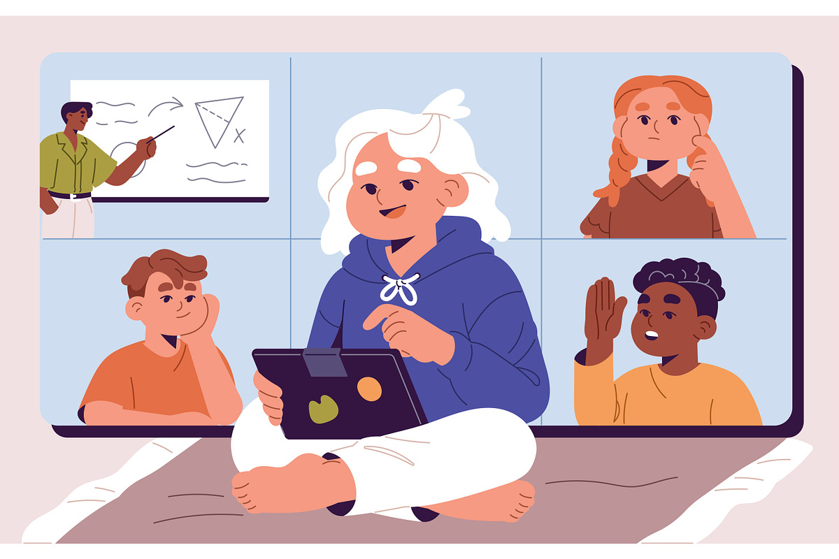 Kids studying, doing homework set, an Education Illustration by PaperTrident (Photo 4 of 8)