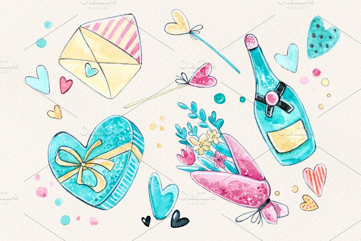 Flamingo Romantic set +4 frames, a Decorative Illustration by Kristina Crocus (Photo 2 of 5)