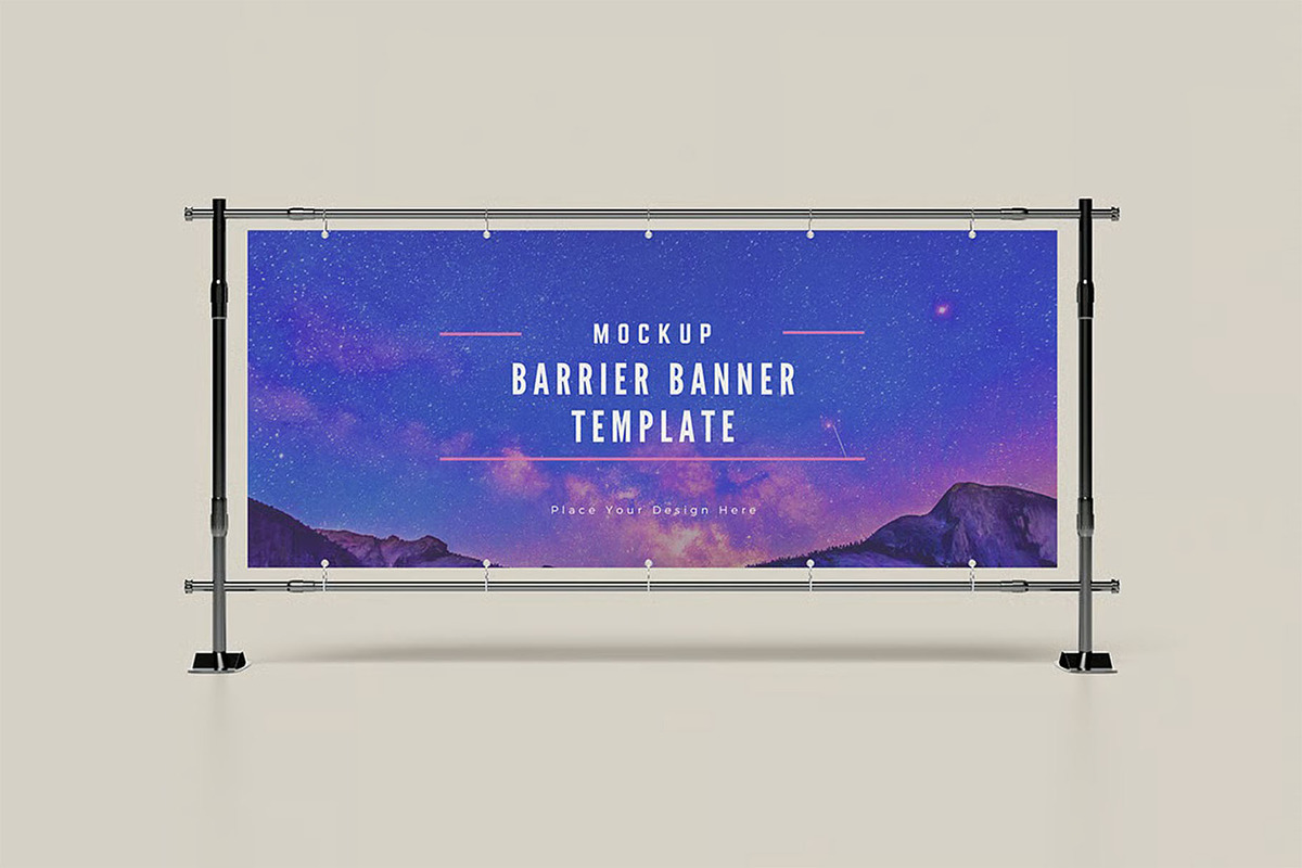 Barrier Banner Mockup, an Advertising Mockup by zpackcreative (Photo 3 of 5)