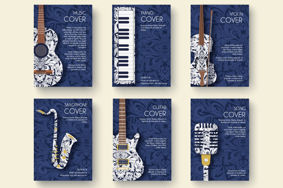 Music instruments set cards - vector, a Brochure Template by LineTale (Photo 2 of 2)