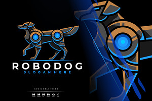 Modern Mecha Robotic Dog Logo Design