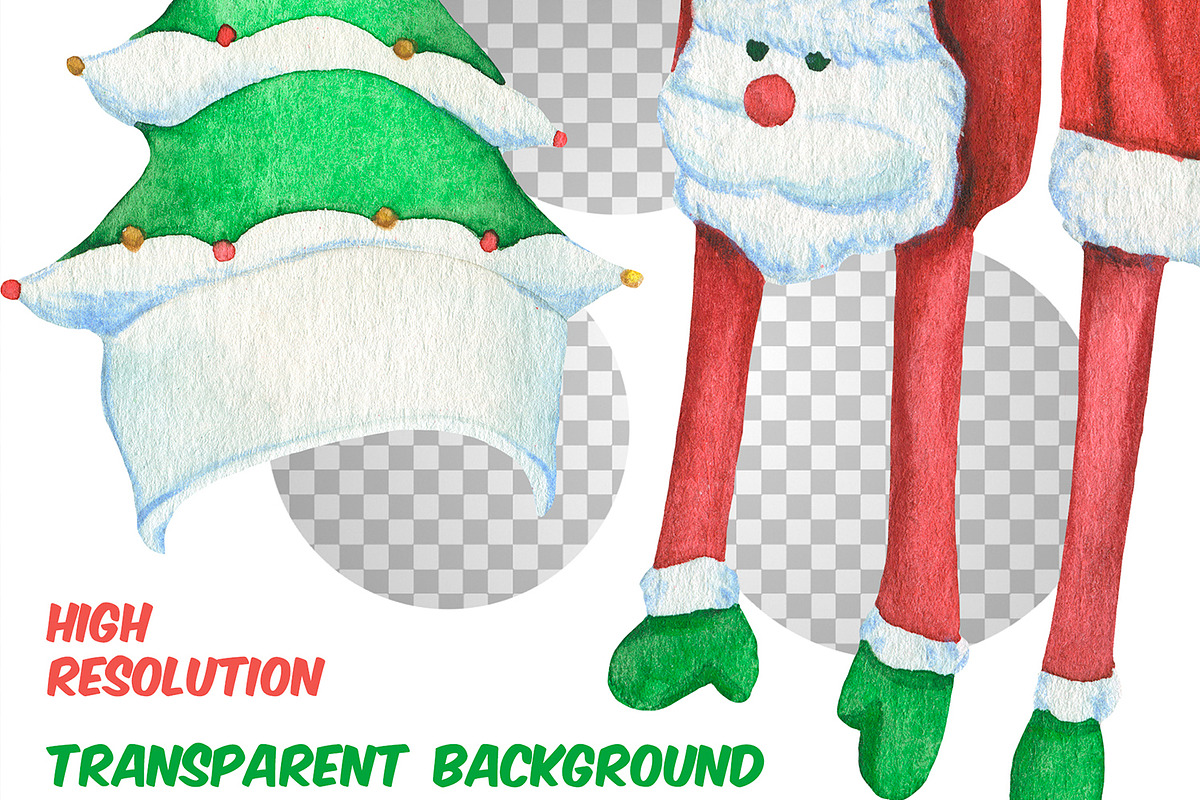 Watercolor Christmas hats and scarve, a Seasonal Illustration by ArtfulStudio (Photo 6 of 10)