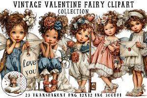Vintage Valentine Fairy Clipart, an Illustration by OK Design