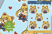Cute Kawaii Sailor Moon Sticker Set, an Icon by Dori Debreceni draws (Thumbnail 4 of 4)