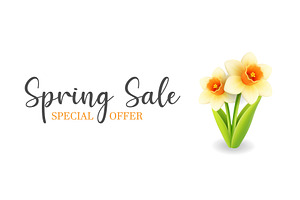 Spring sale banner with yellow, an Object Illustration by GraphiShop