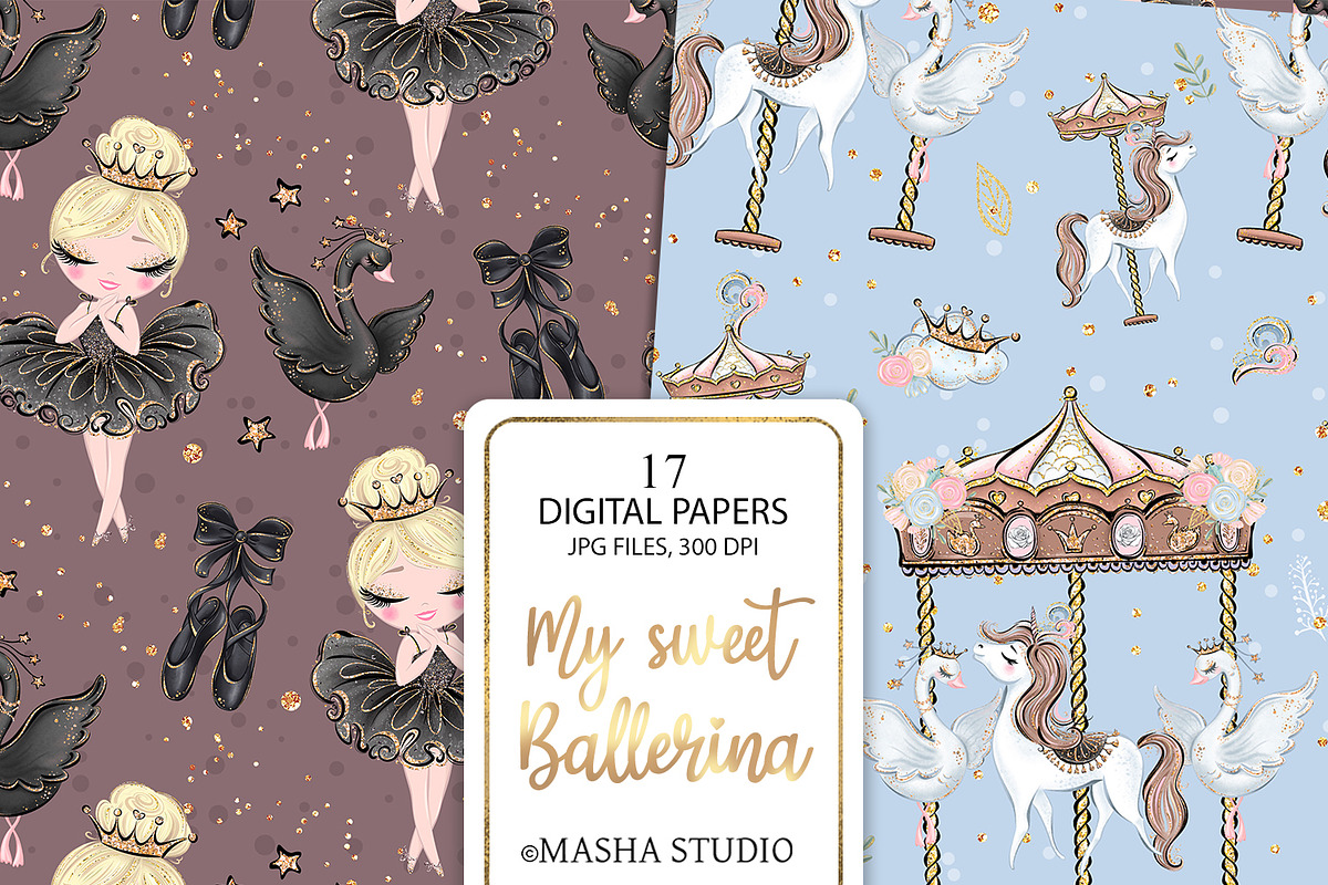 Ballerina Seamless Digital Papers, a Pattern Graphic by Masha  Studio (Photo 4 of 10)