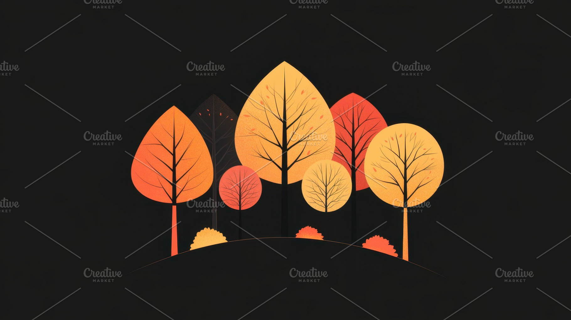 Vibrant autumn trees, dark bg, a Photo by Beautiful things