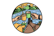 people enjoying coffee on the hill, a Food Illustration by gunaonedesign (Thumbnail 1 of 5)
