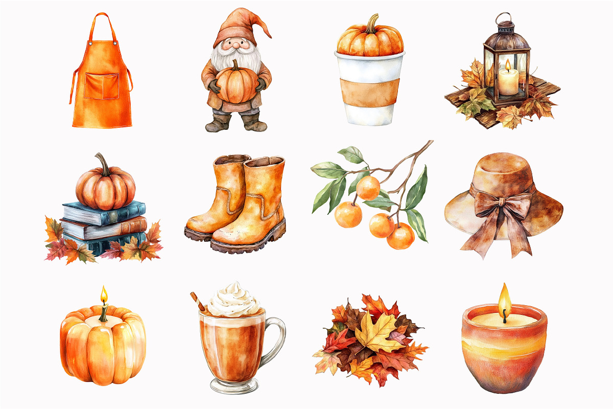 Watercolor Pumpkin Patch Clipart, a Seasonal Illustration by Design Market (Photo 4 of 5)