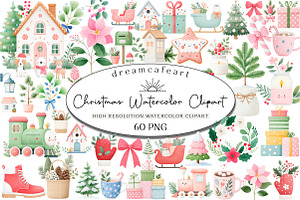 Cozy Christmas Watercolor Clipart, an Illustration by DreamCafeArt