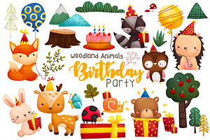 Watercolor Woodland Animal Birthday