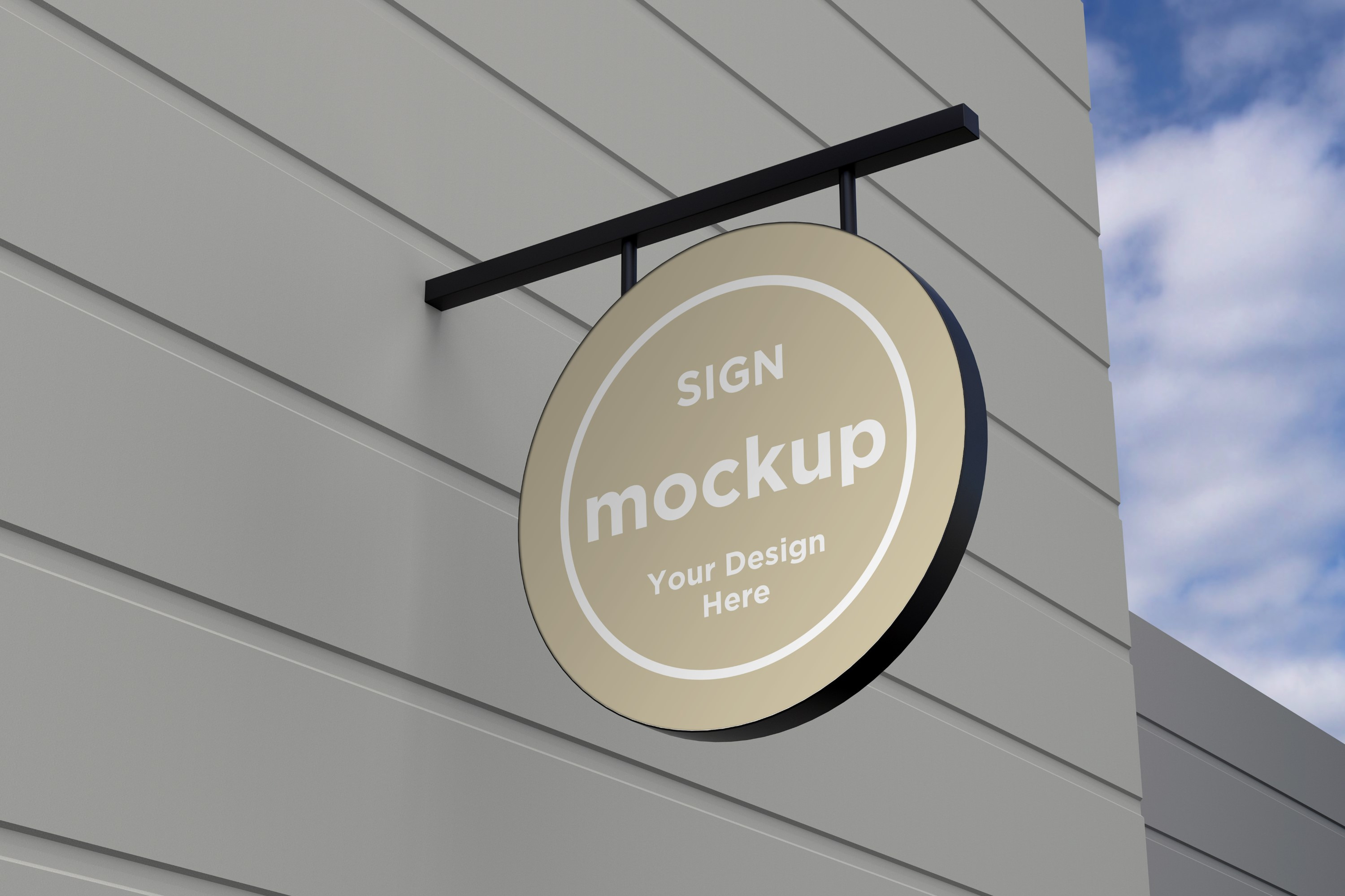 Rounded Wall Mount Sign Mockup, an Advertising Mockup by shahsoft