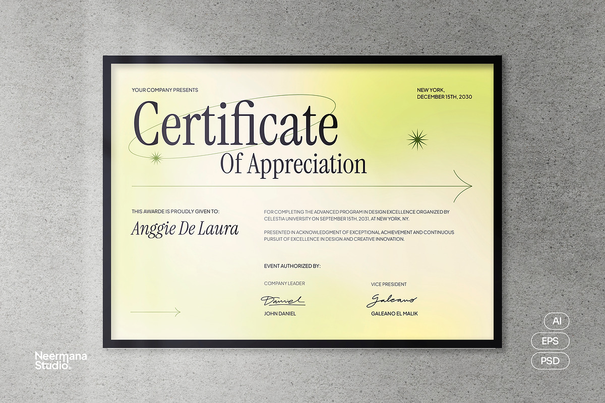 Green Gradient Certificate, a Stationery Template by Neermana (Photo 1 of 4)