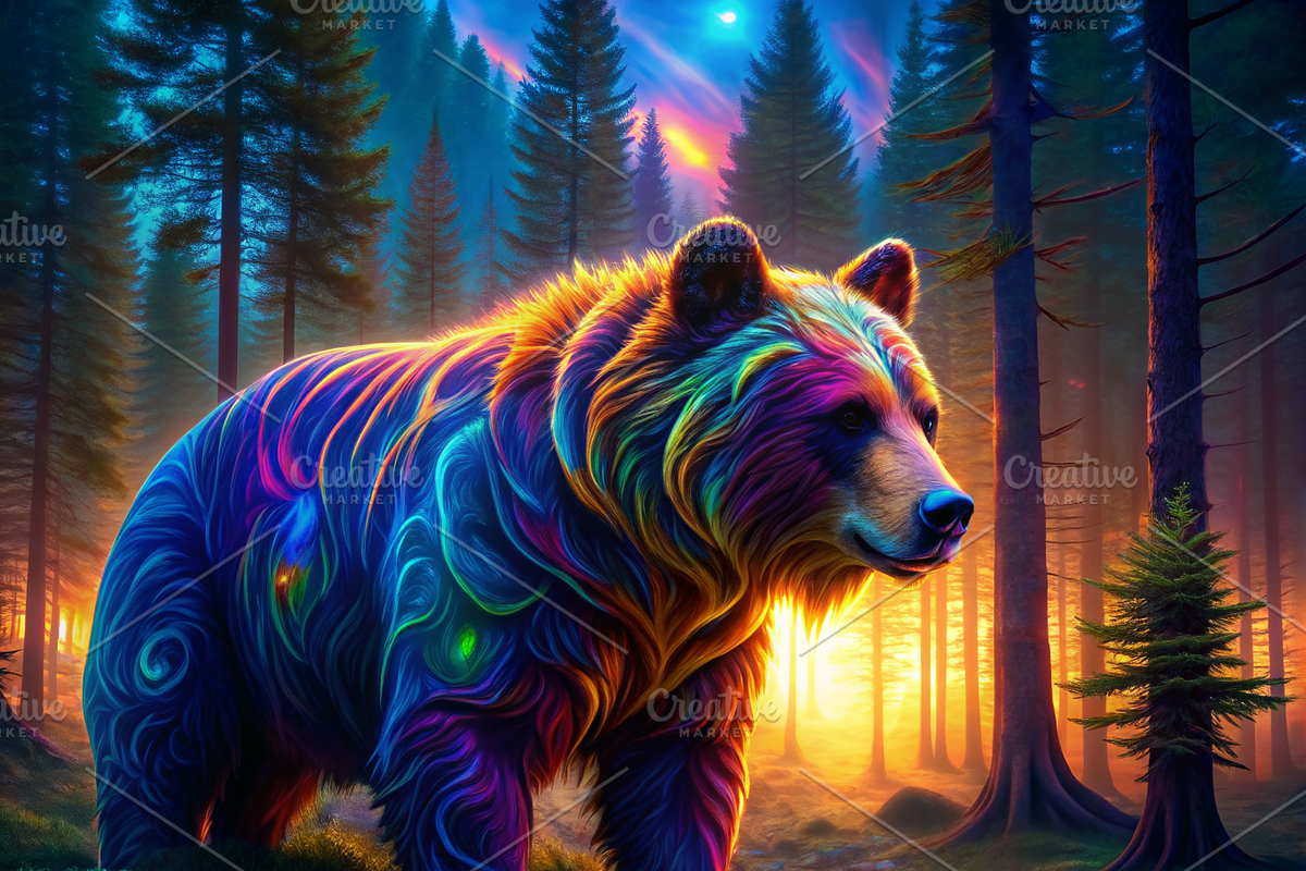 Vibrant Bear Print, an Animal Illustration by ZobaDepot (Photo 1 of 4)