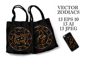 SET / GOLDEN ZODIAC SIGNS / VECTOR, an Animal Illustration by Nadin_Lebedeva (Thumbnail 2 of 17)