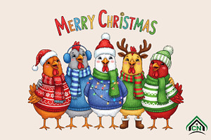 Merry Christmas Chickens PNG, an Icon by Craft Nest