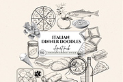 ITALIAN DINNER DOODLE CLIPART PACK, a Food Illustration by Daring Digies (Thumbnail 1 of 7)