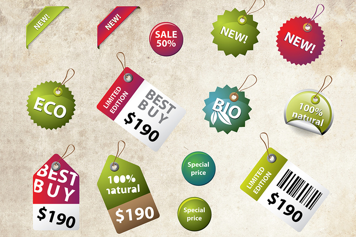 Price labels and badges, a Templates & Theme by meanicons