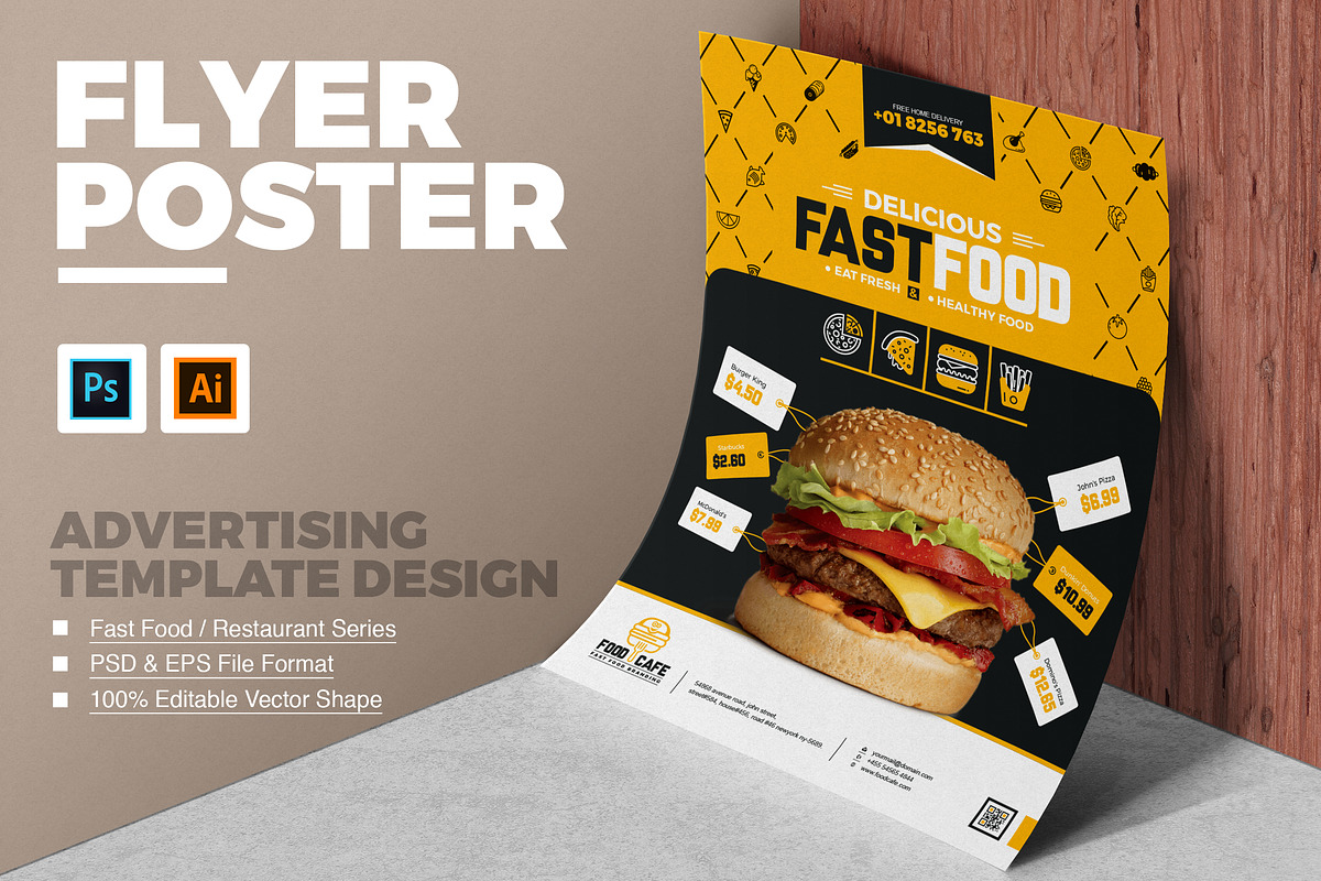Fast Food and Restaurant Poster, a Flyer Template by ContestDesign