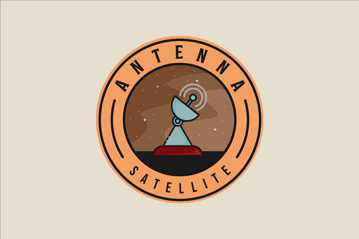 satellite emblem logo vector design, a Branding & Logo Template by zyxroun shop