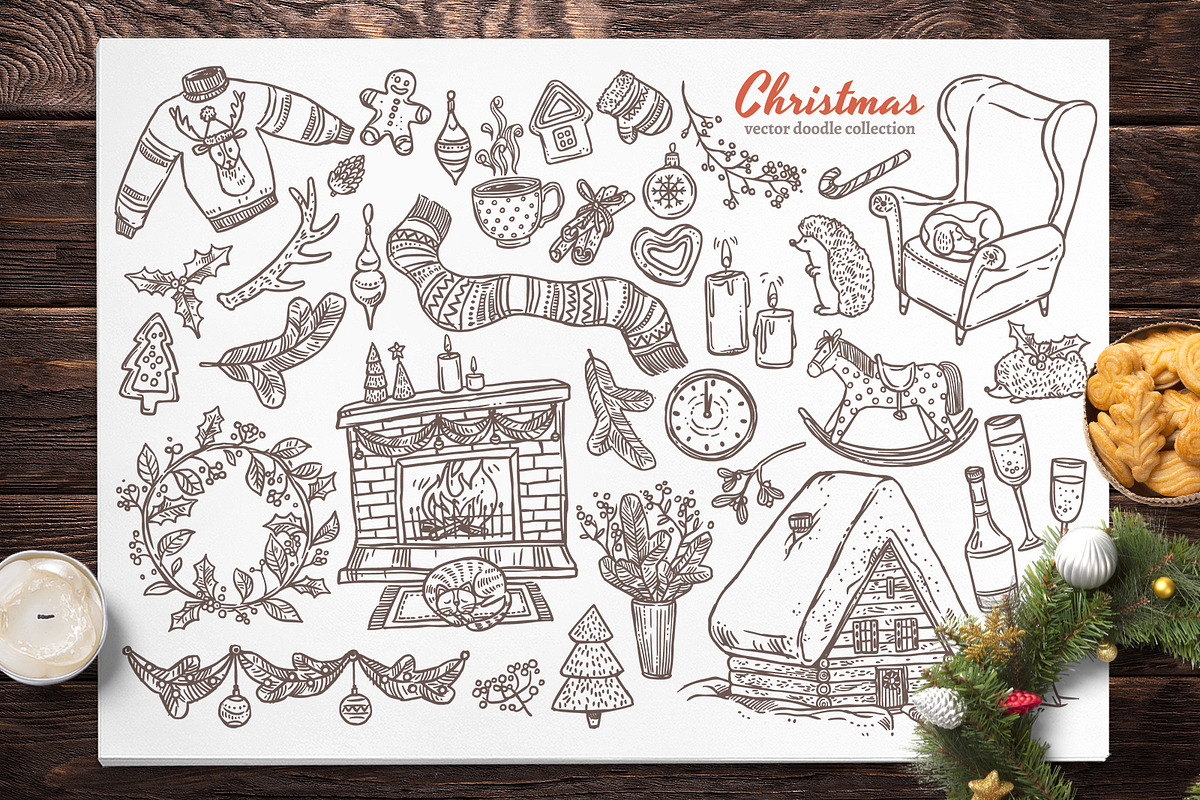 Hand Drawn Christmas Elements, a Decorative Illustration by alexrockheart (Photo 3 of 9)