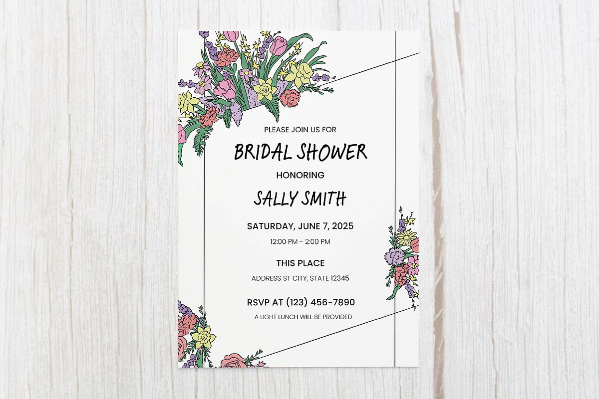 Pastel Floral Bridal Shower Invite, an Invitation Template by PinkHouseCollection (Photo 3 of 4)
