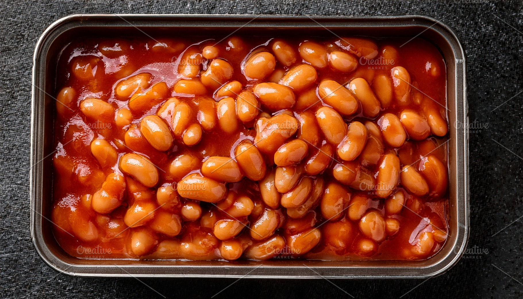 baked beans in baking tray AI generated, a Photo by WorldOfPhotos