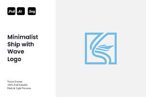 Minimalist Ship with Wave Logo, a Branding & Logo Template by Luxury Logos