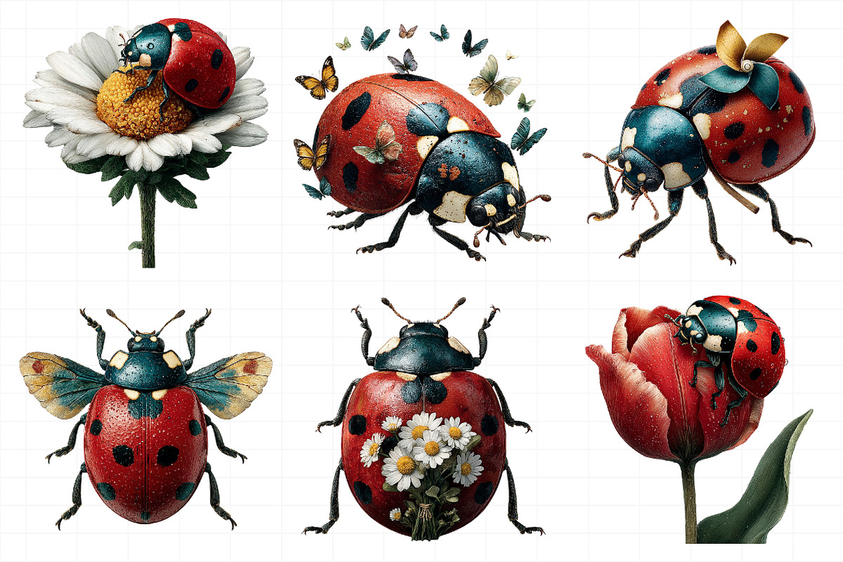 Whimsical Ladybug Spring Set Clipart, an Illustration by Daily.Designs (Photo 4 of 7)