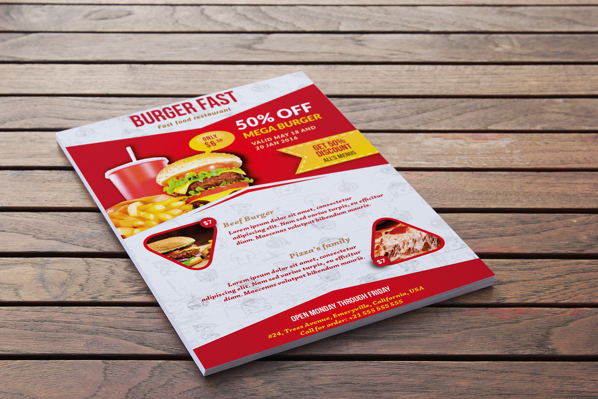 Bundle Flyers Fast Food, a Flyer Template by DesignsStore (Photo 4 of 4)