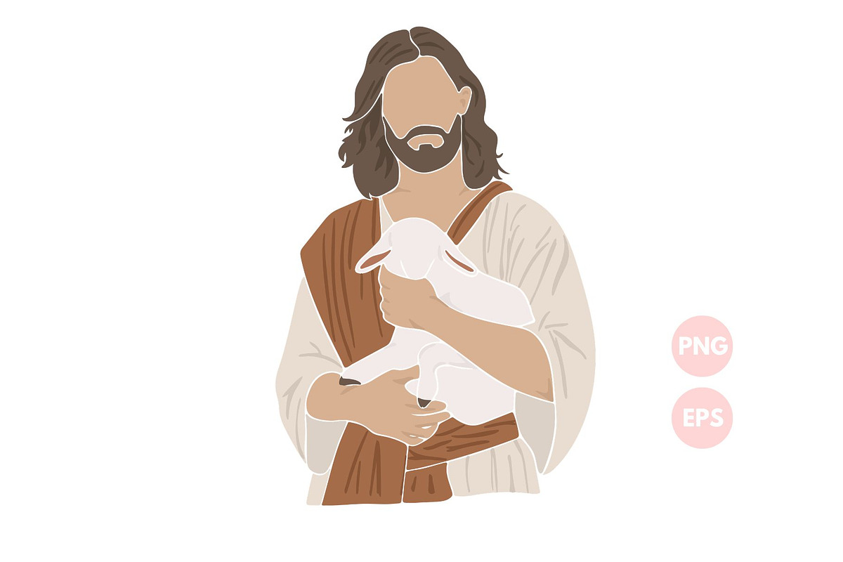 Jesus and Sheep Christian Png, a Person Illustration by ⋒DesignECShop⋒ (Photo 1 of 3)